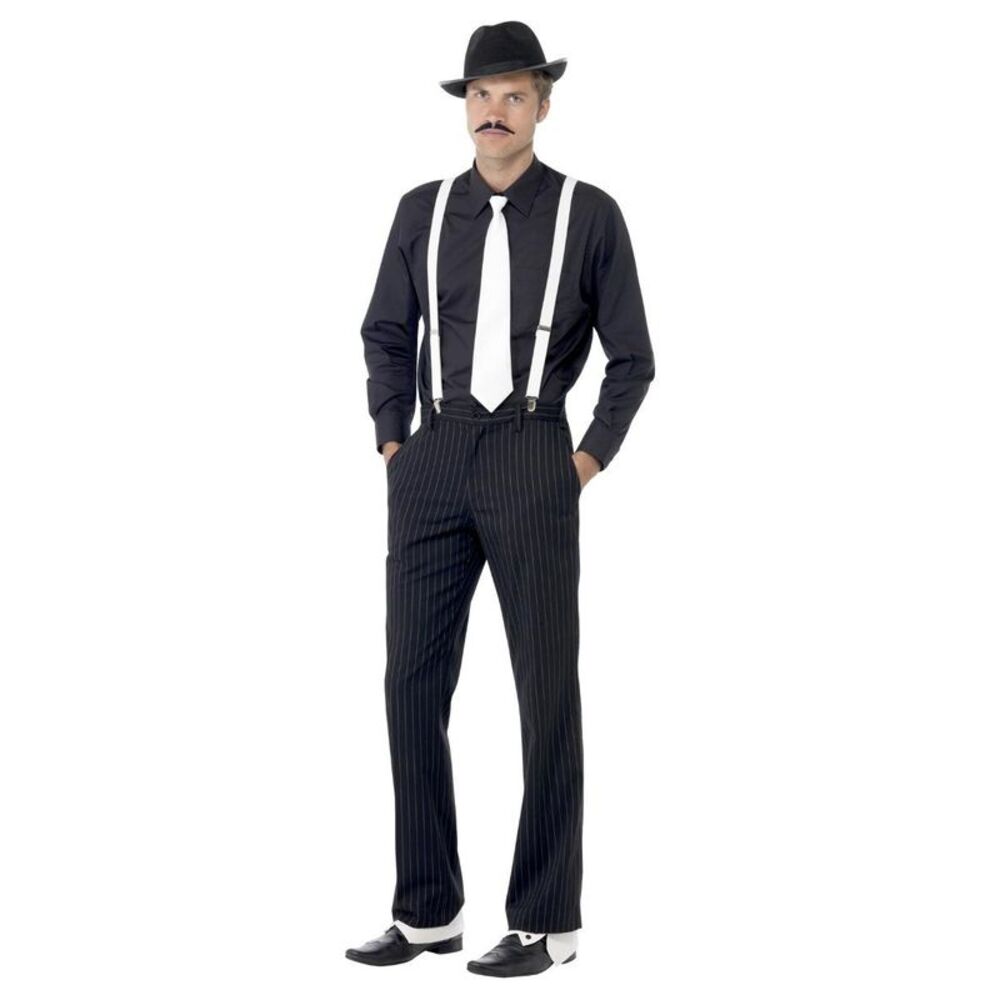 Smiffys Mens Gangster Costume Accessory Set / Black/White